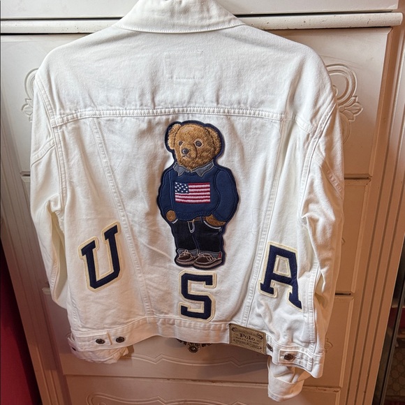 Polo by Ralph Lauren American Flag White Jean Jacket - Picture 1 of 5